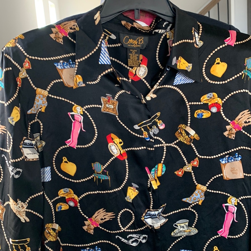 Rare Corey B 100% silk statement blouse